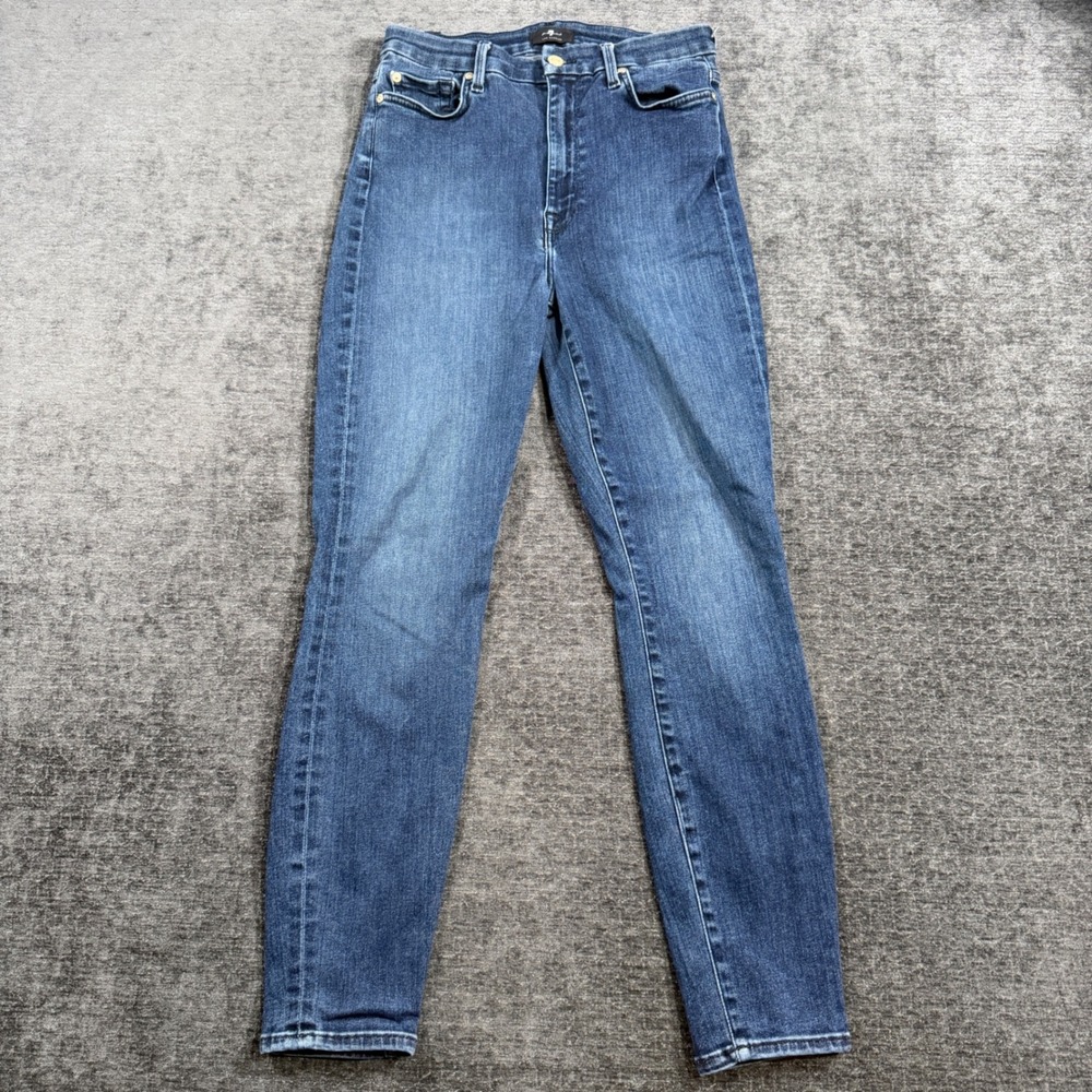 7 For All Mankind High Rise‎ Skinny Jeans Medium Wash Denim Womens Size 29